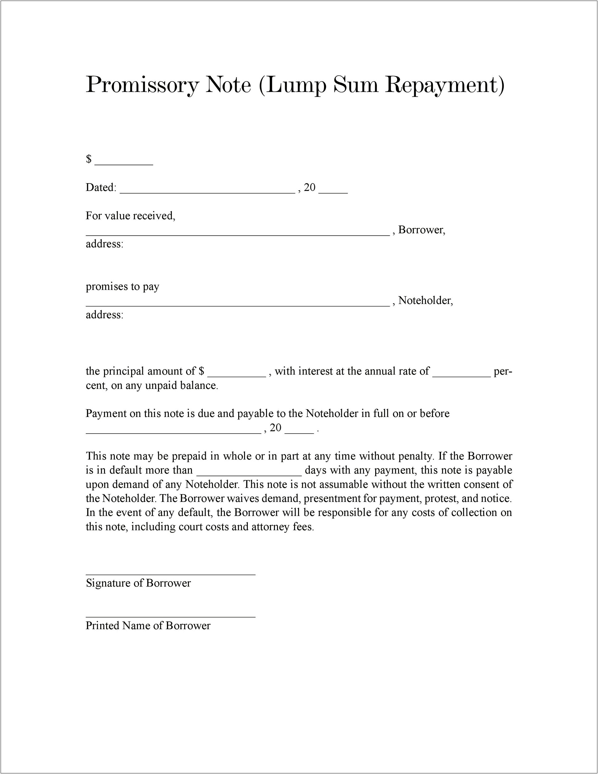 Free Promissory Note Payment Book Template Microsoft Excel