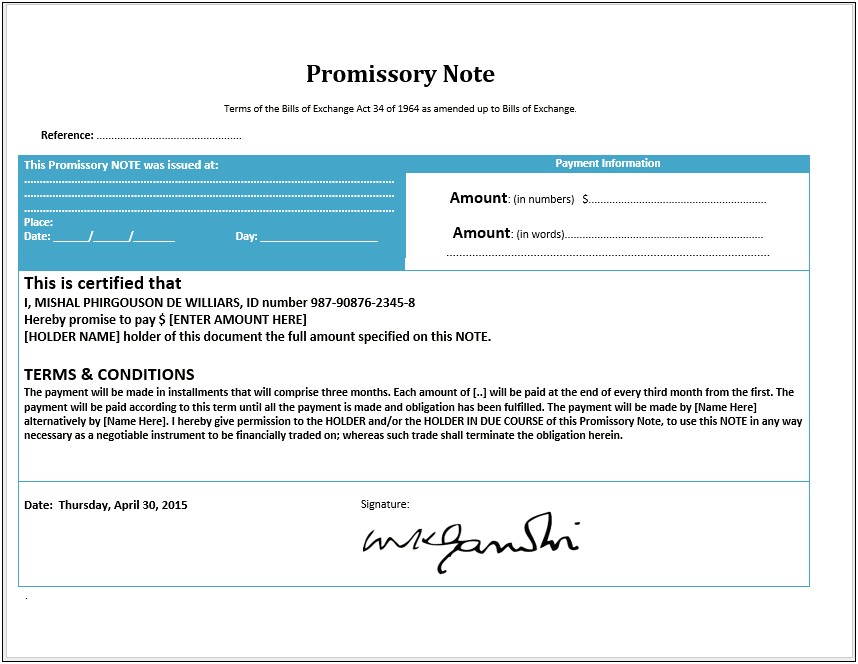 Free Promissory Note Template For New York