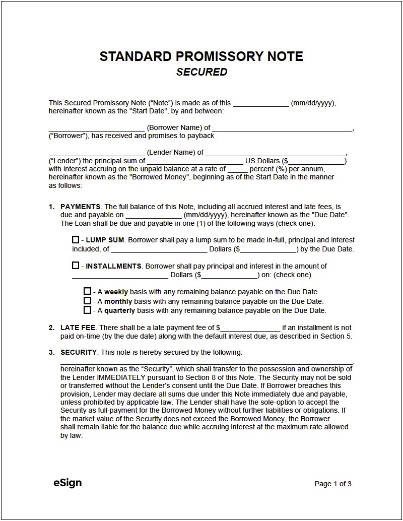 Free Promissory Note Template Washington State Templates Resume
