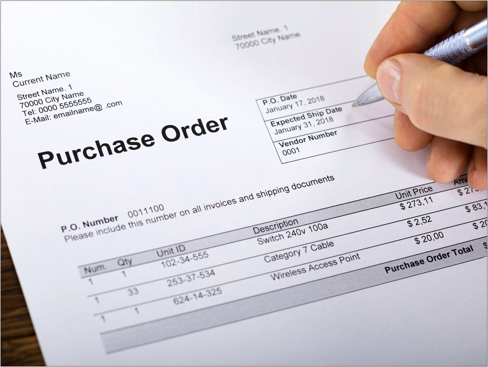 Free Purchase Order Template With Automatic Numbering
