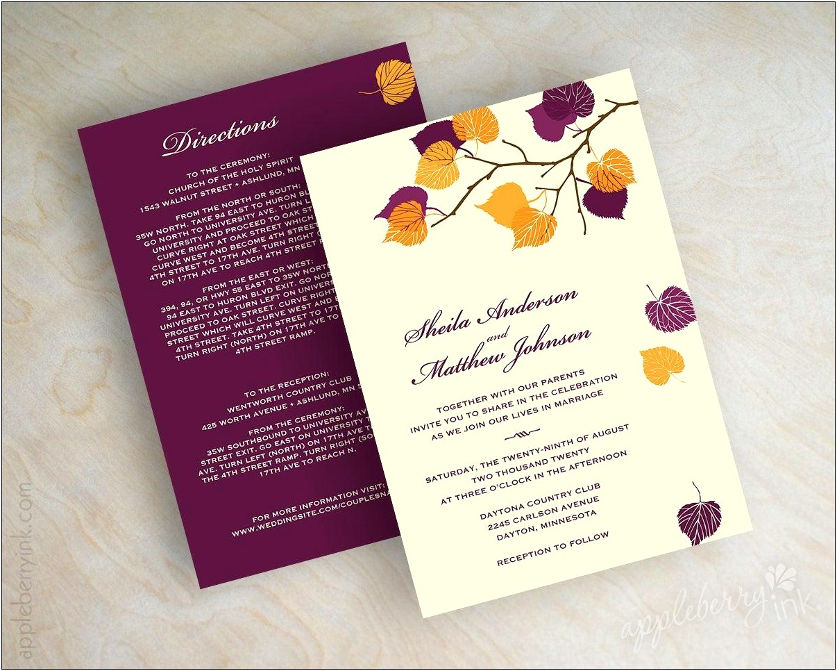 Free Purple And Orange Wedding Invitation Templates