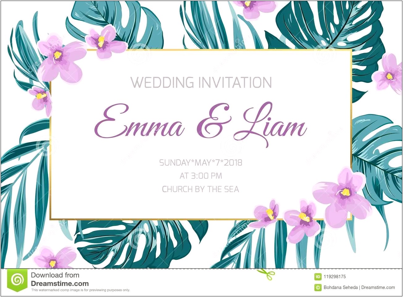 Free Purple And Turquoise Wedding Invitation Template
