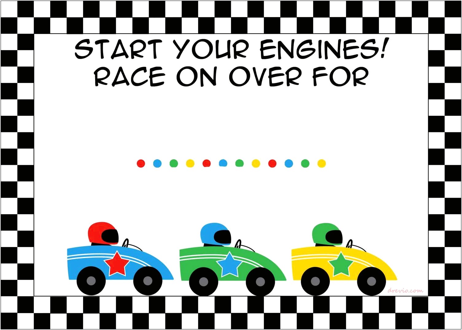 Free Race Car Party Template Tent Card
