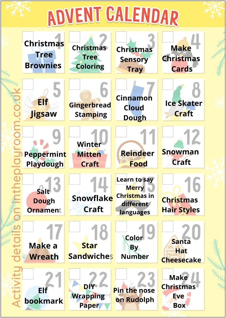 Free Rec Activity Calendar Template For Kids