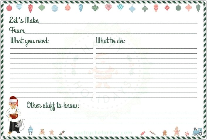 Free Recipe Card Template To Complete & Email