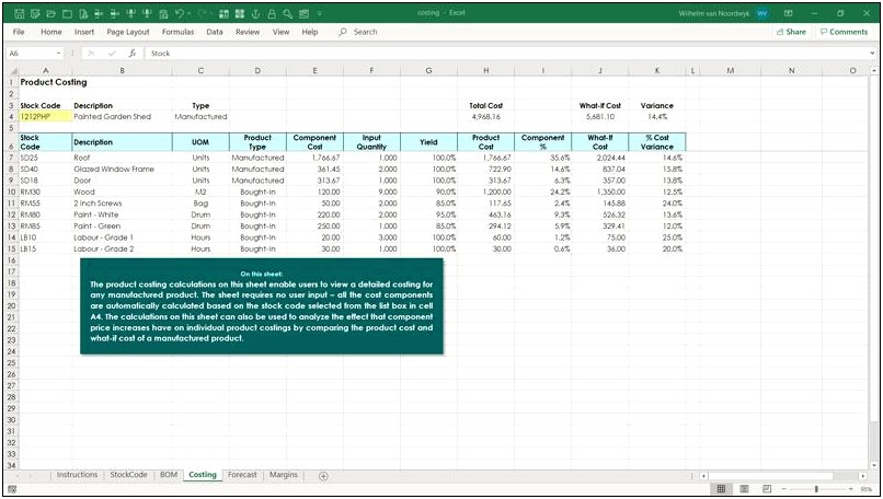 Free Recipe Costing Template Excel Download