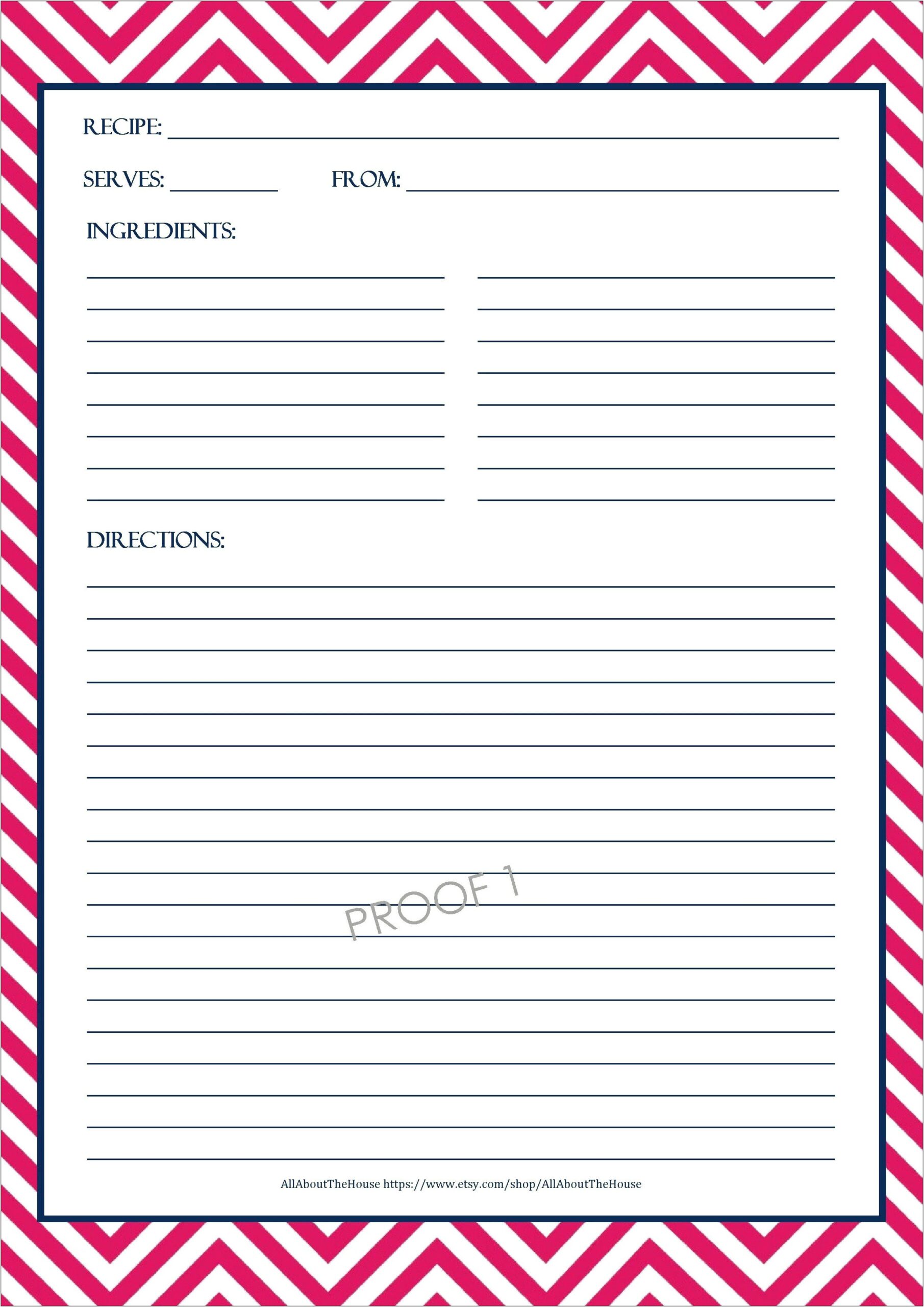 Free Recipe Page Template For Word