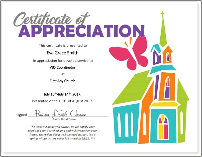 Free Religious Appreciation Certificate Templates For Word