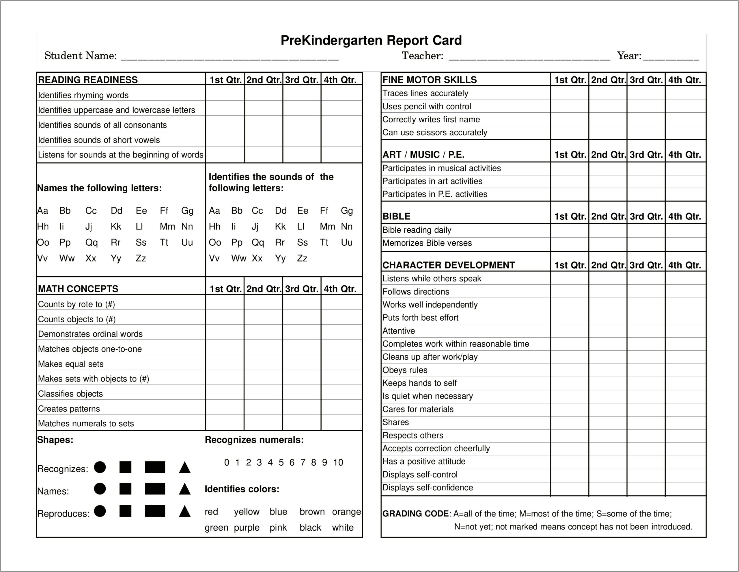 Free Report Card Template For Homeschoolers