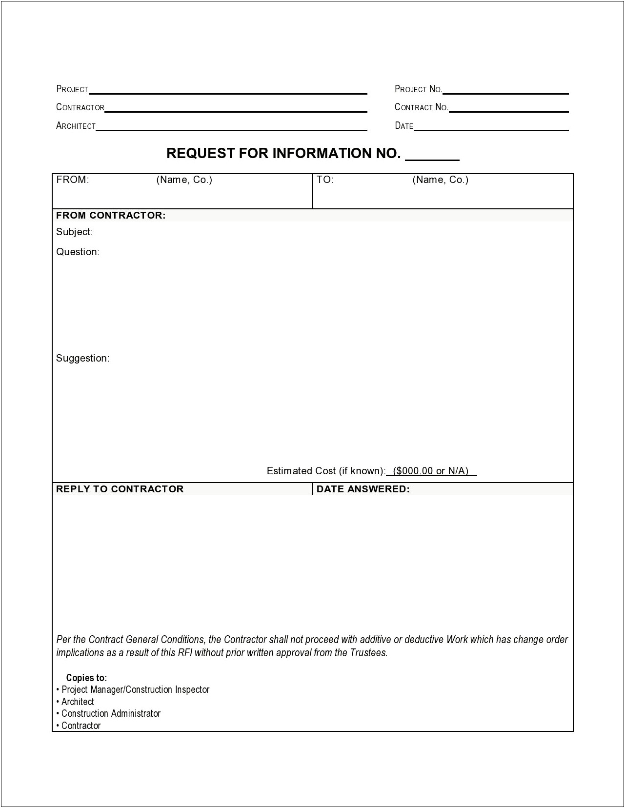 Free Request For Information Template Google Docs