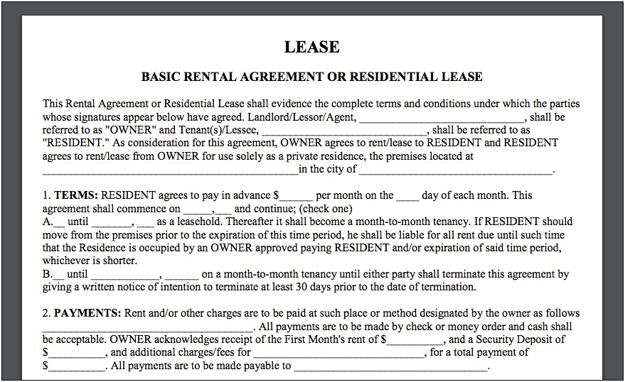 Free Residential Lease Agreement Template South Africa