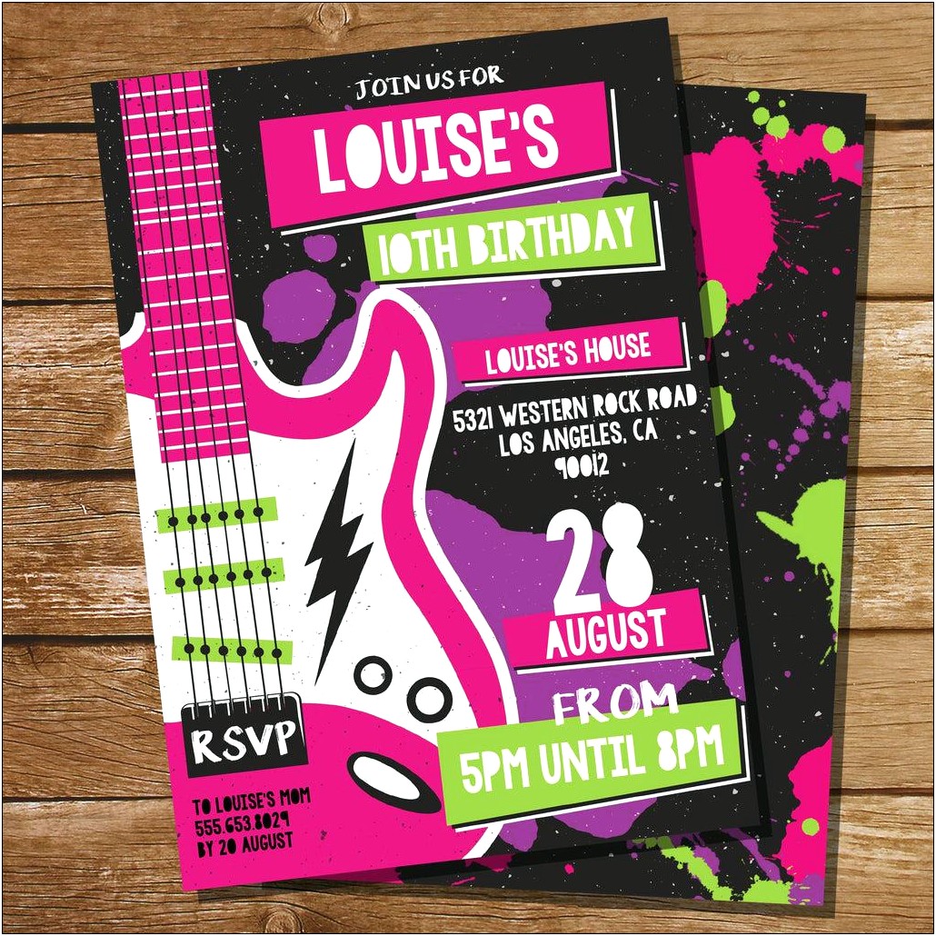 Free Rock N Roll Party Invitations Templates