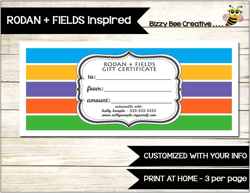 Free Rodan And Fields Gift Certificate Template