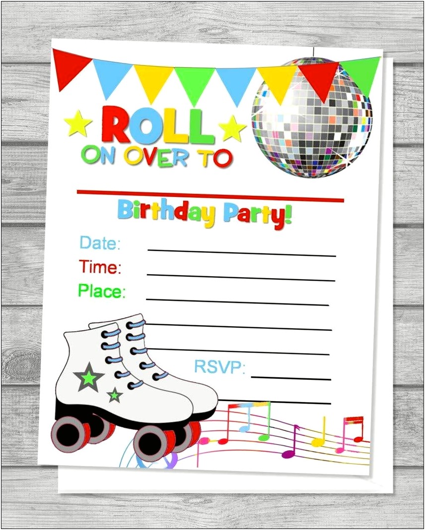 Free Roller Skating Birthday Party Invitation Template - Templates ...