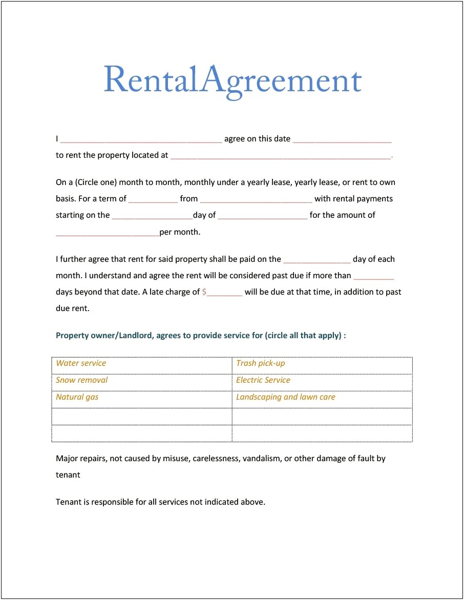 Free Room Rental Agreement Template Word