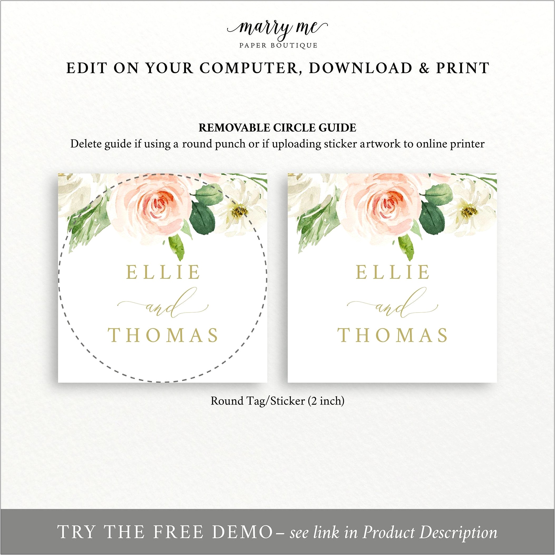 Free Round Flower Cut Out Template For Tags