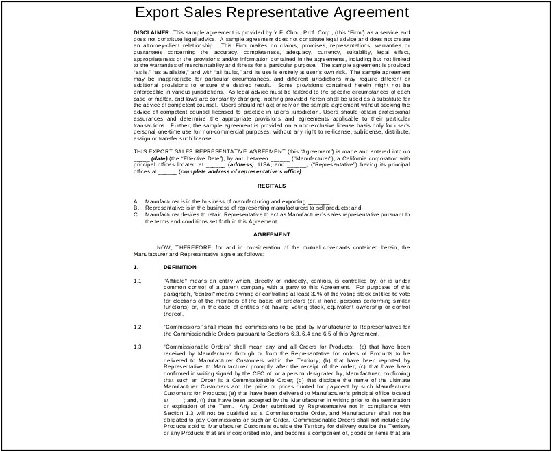 Free Sales Agency Agreement Template South Africa