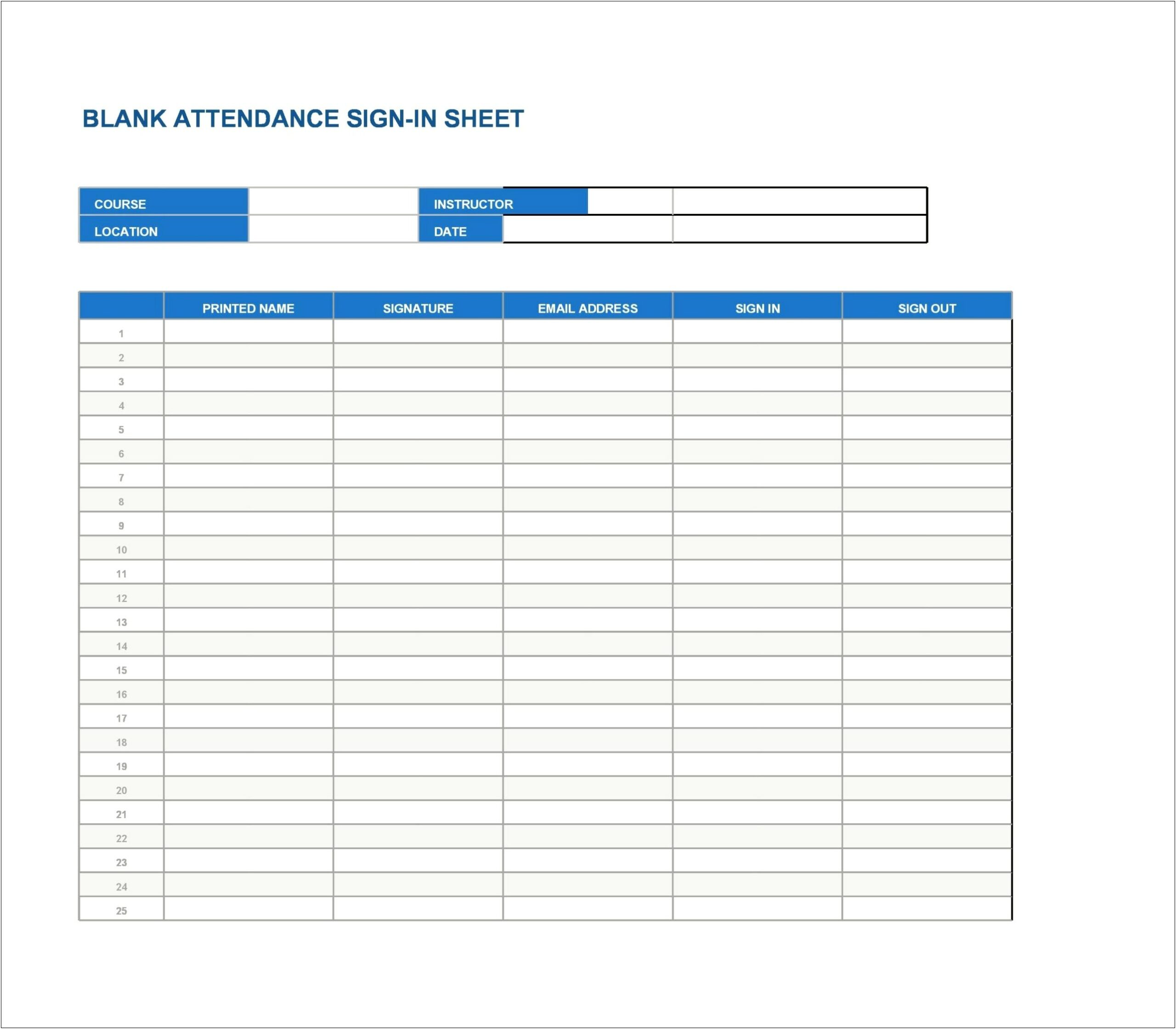 Free Sample Sign In Sheet Template
