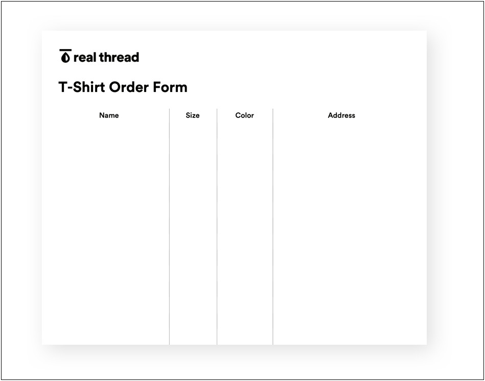 Free Sample T Shirt Order Form Template