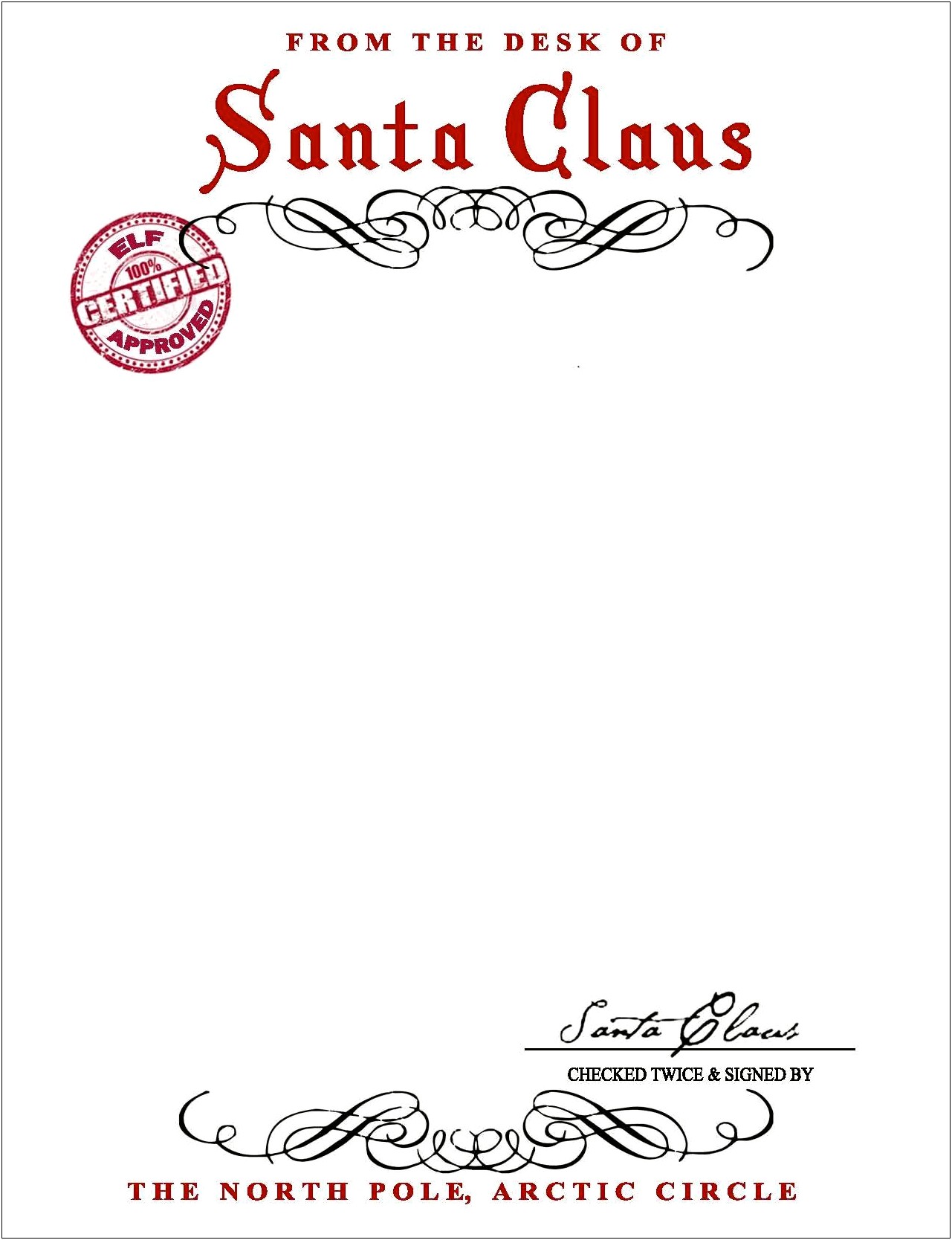 Free Santa Letters Templates From North Pole
