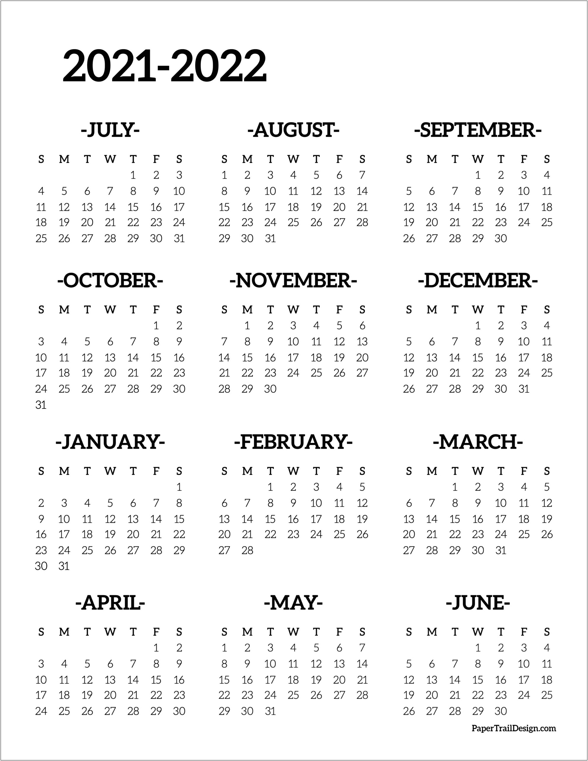 Free School Year Calendar Template 2015 16