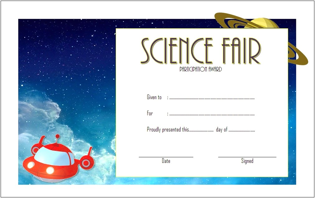 Free Science Fair Participation Certificate Template