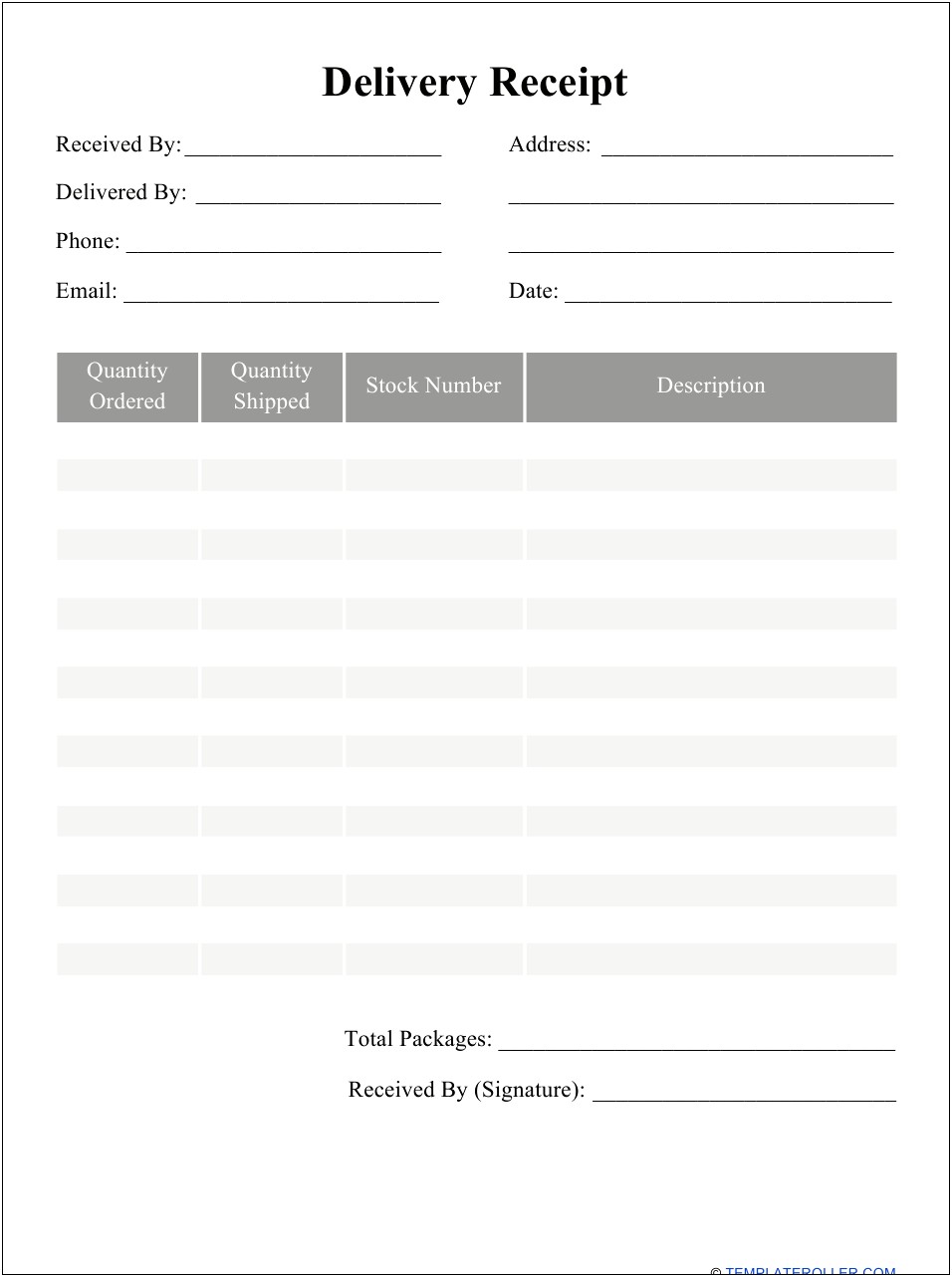 Free Shipping And Receiving Log Template