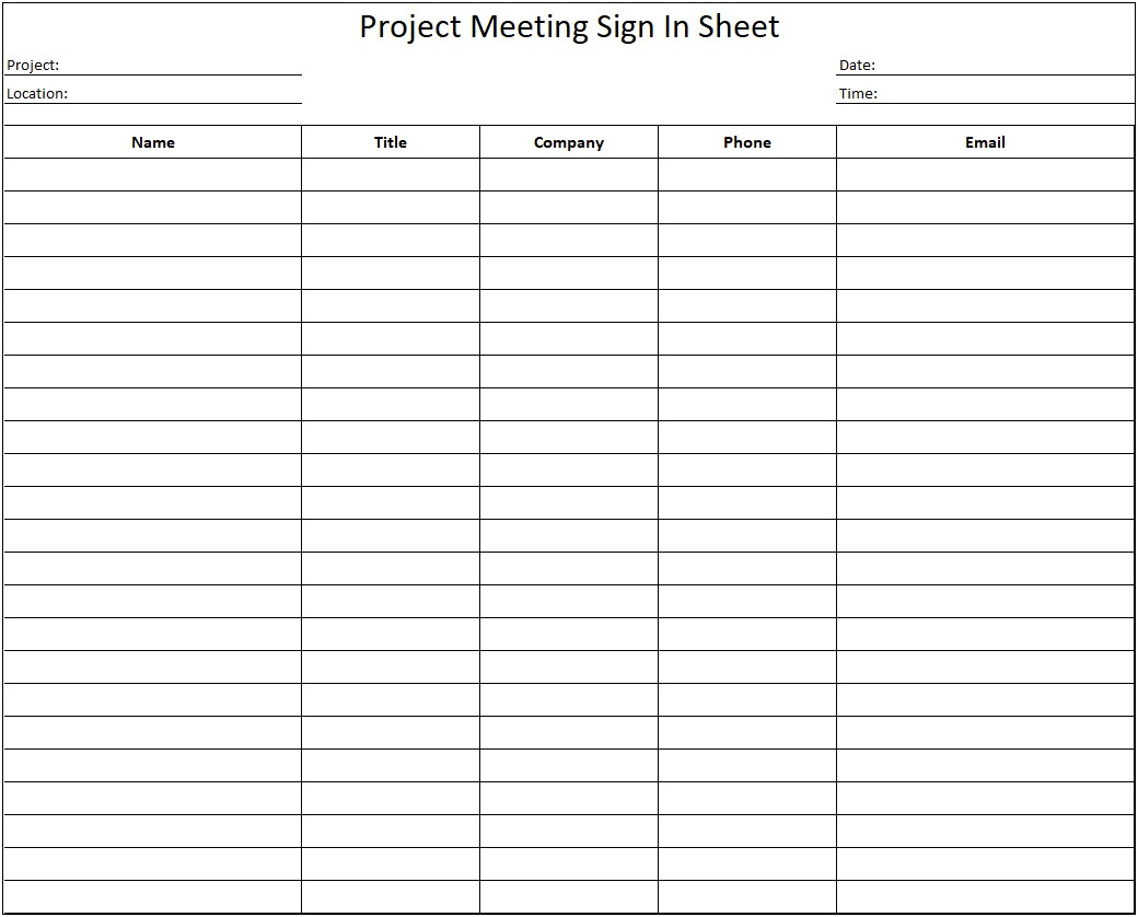 Free Sign In Sheet Template For Meeting