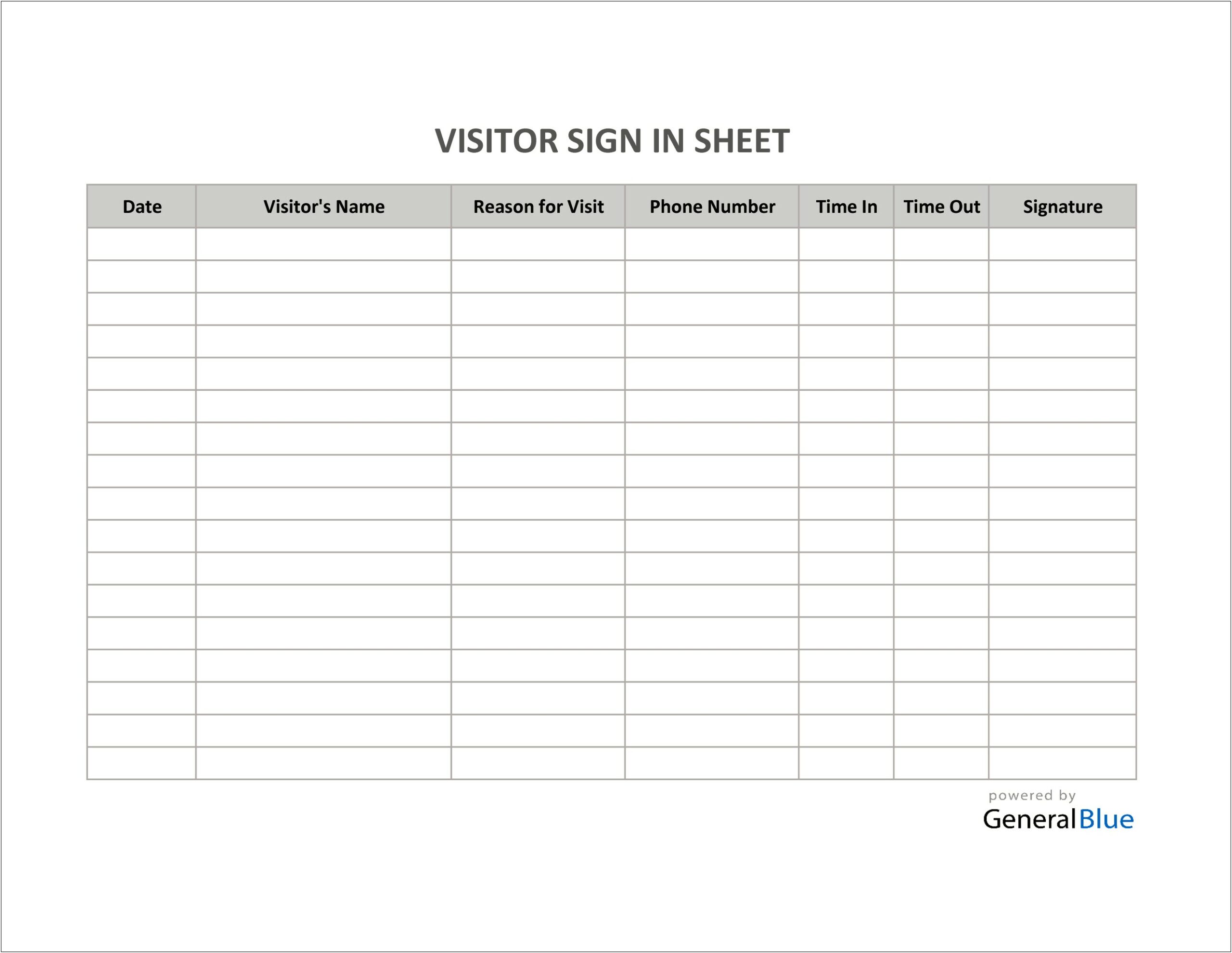 Free Sign In Sign Out Sheet Template Excel