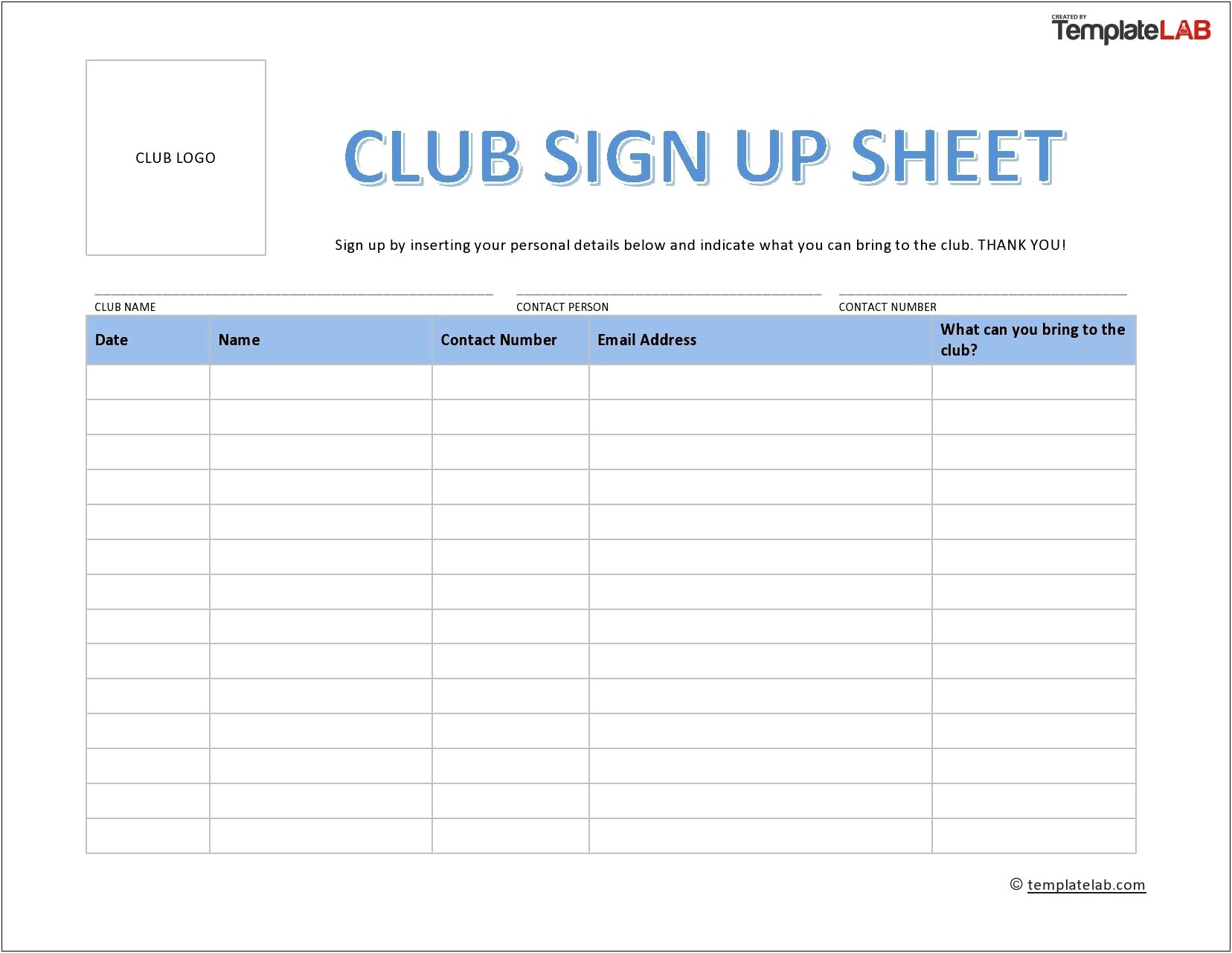 Free Sign Up Sheet Template For Mac