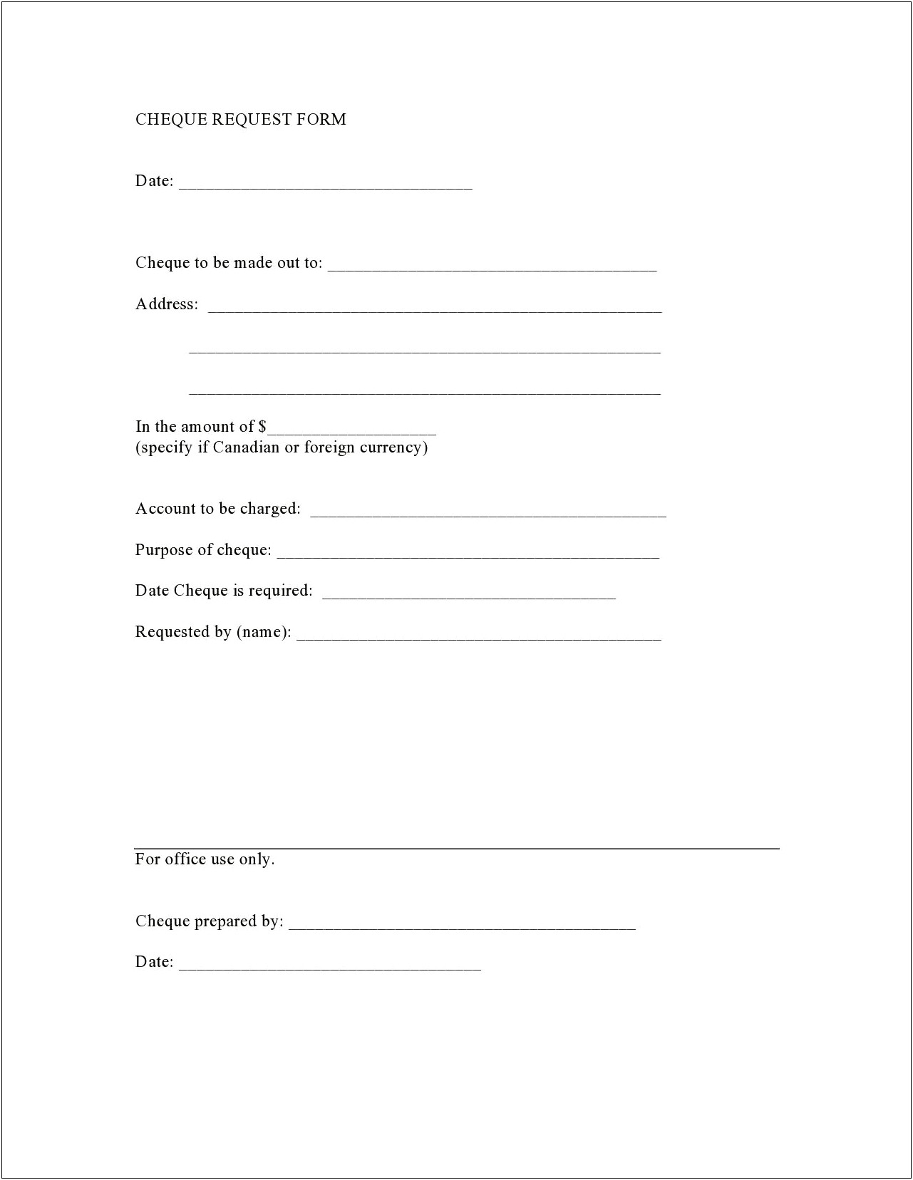 Free Simple Check Request Form Template Word