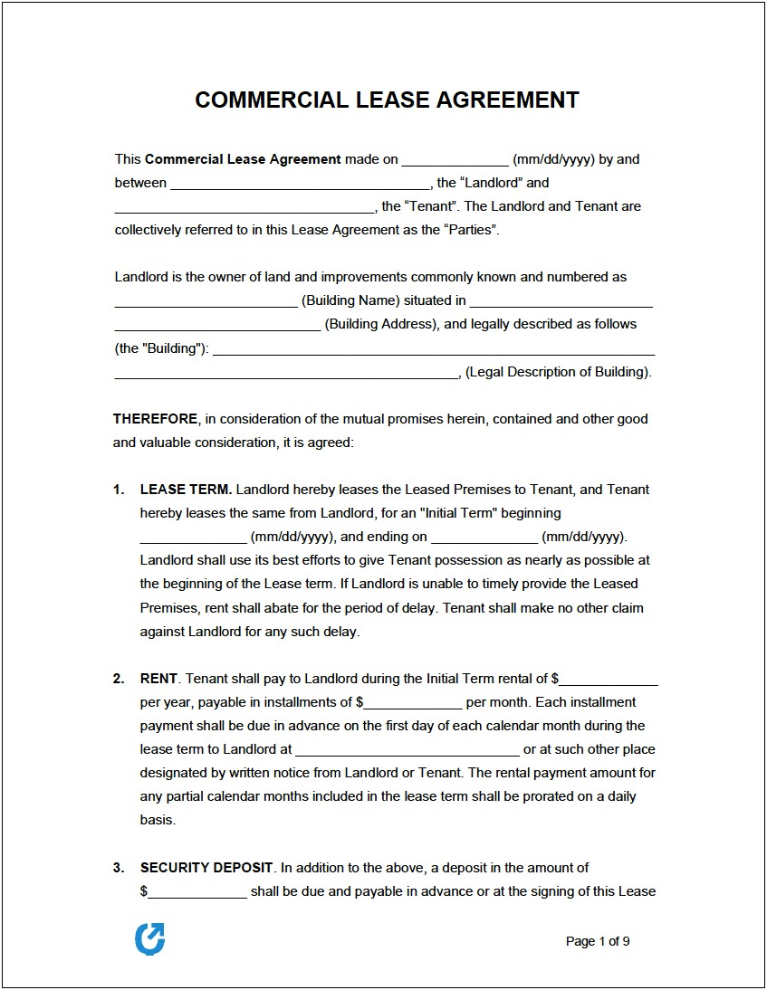 Free Simple Commercial Lease Agreement Template