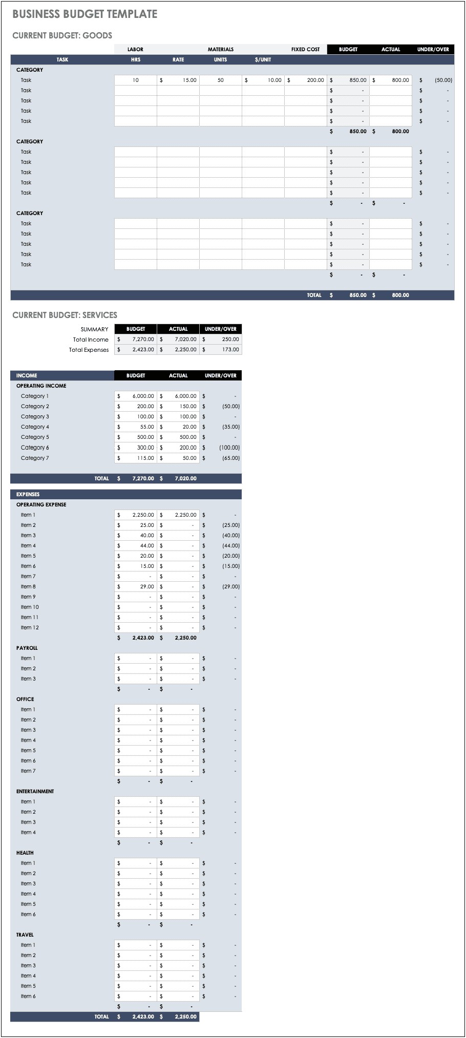 Free Small Business Income And Expenditure Template Excel