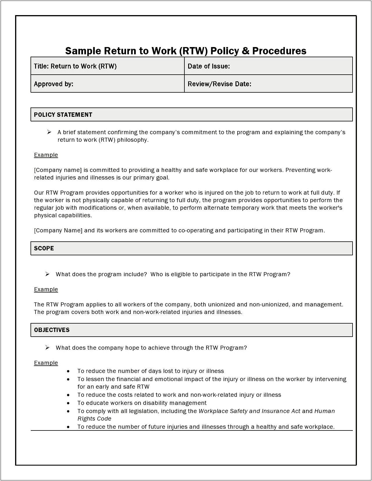 Free Small Business Policy And Procedures Template