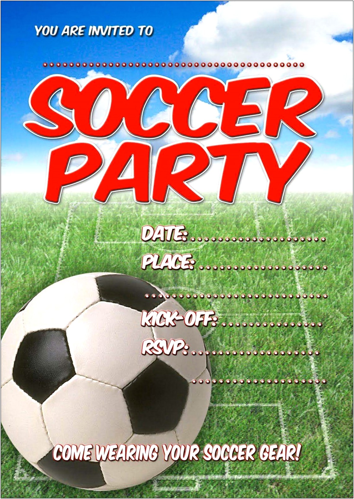 Free Soccer Birthday Party Invitation Template