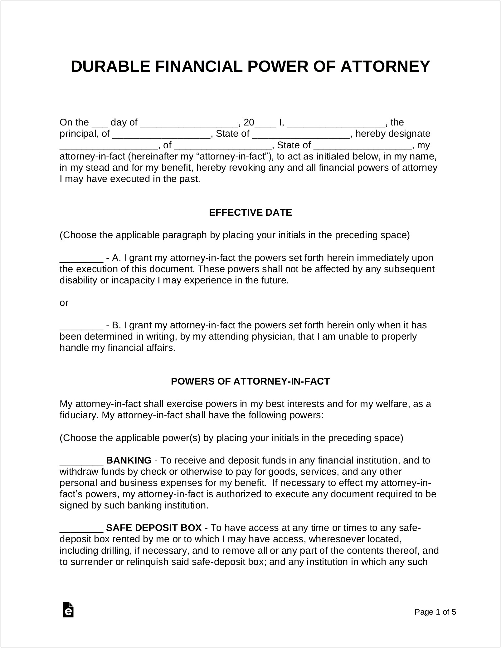Free Specific Power Of Attorney Template