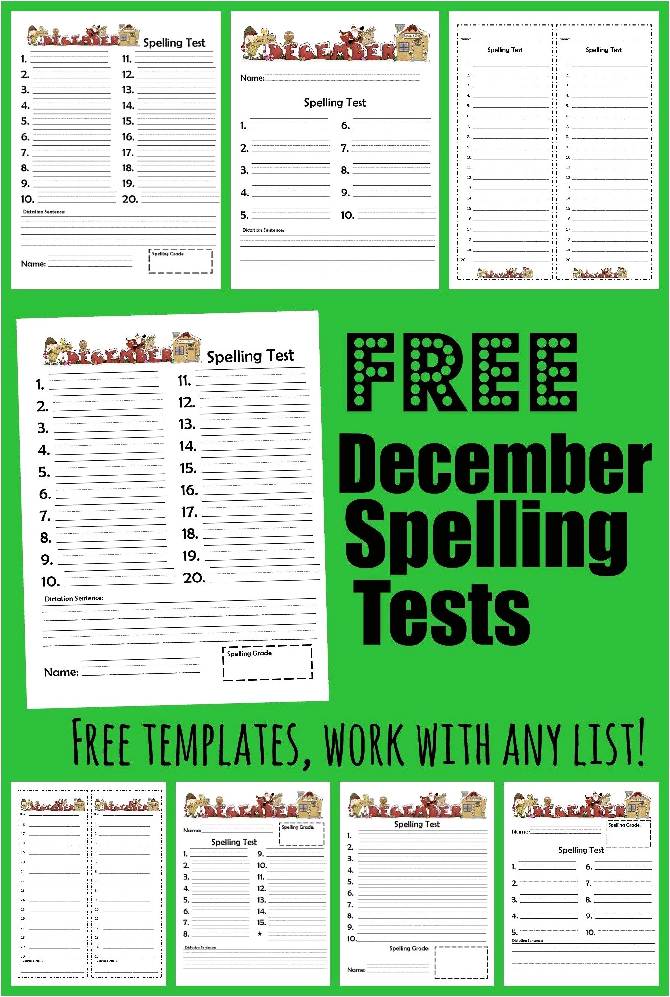 Free Spelling Test Template For 25 Words
