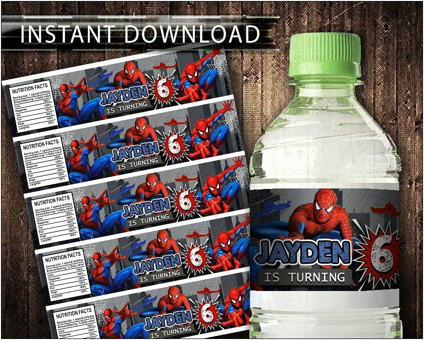 Free Spiderman Water Bottle Label Template