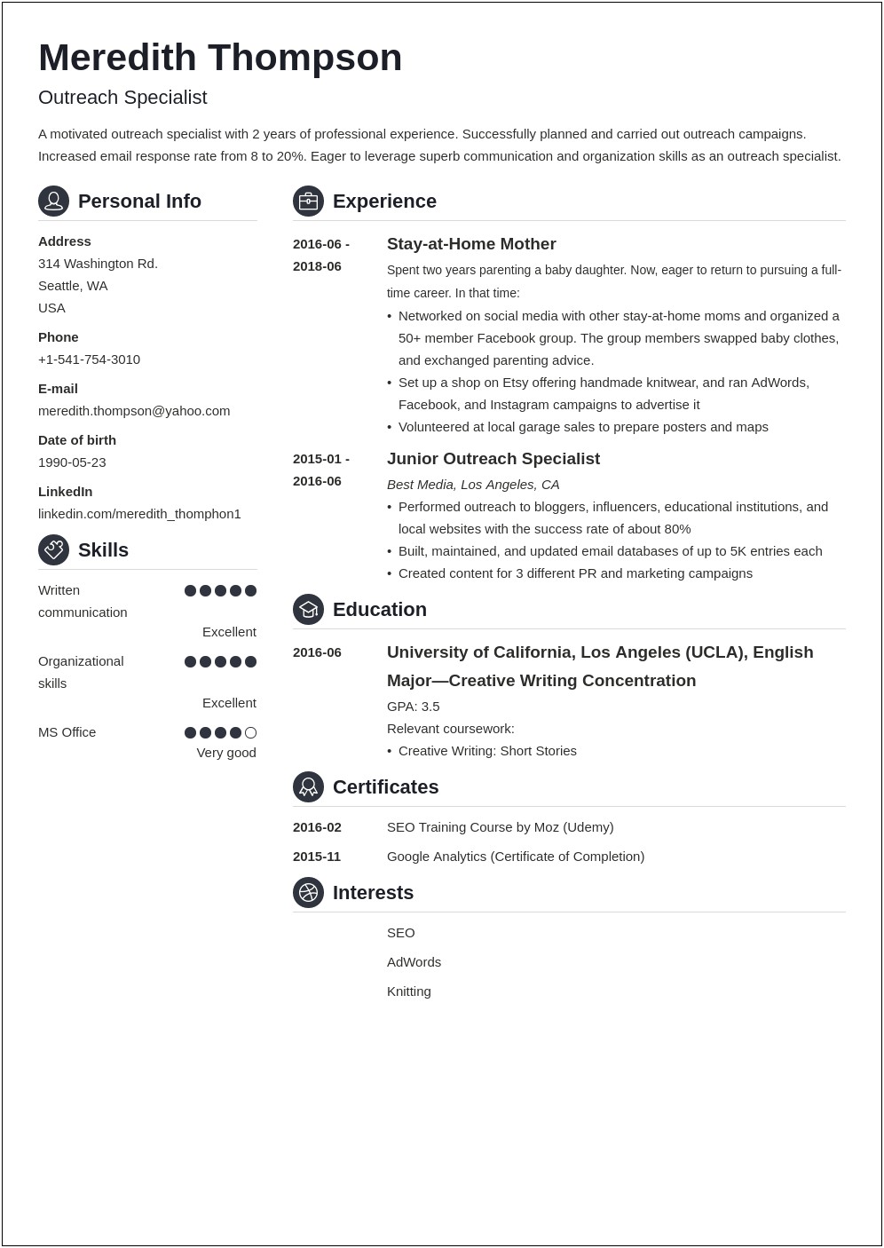 Free Stay At Home Mom Cv Template