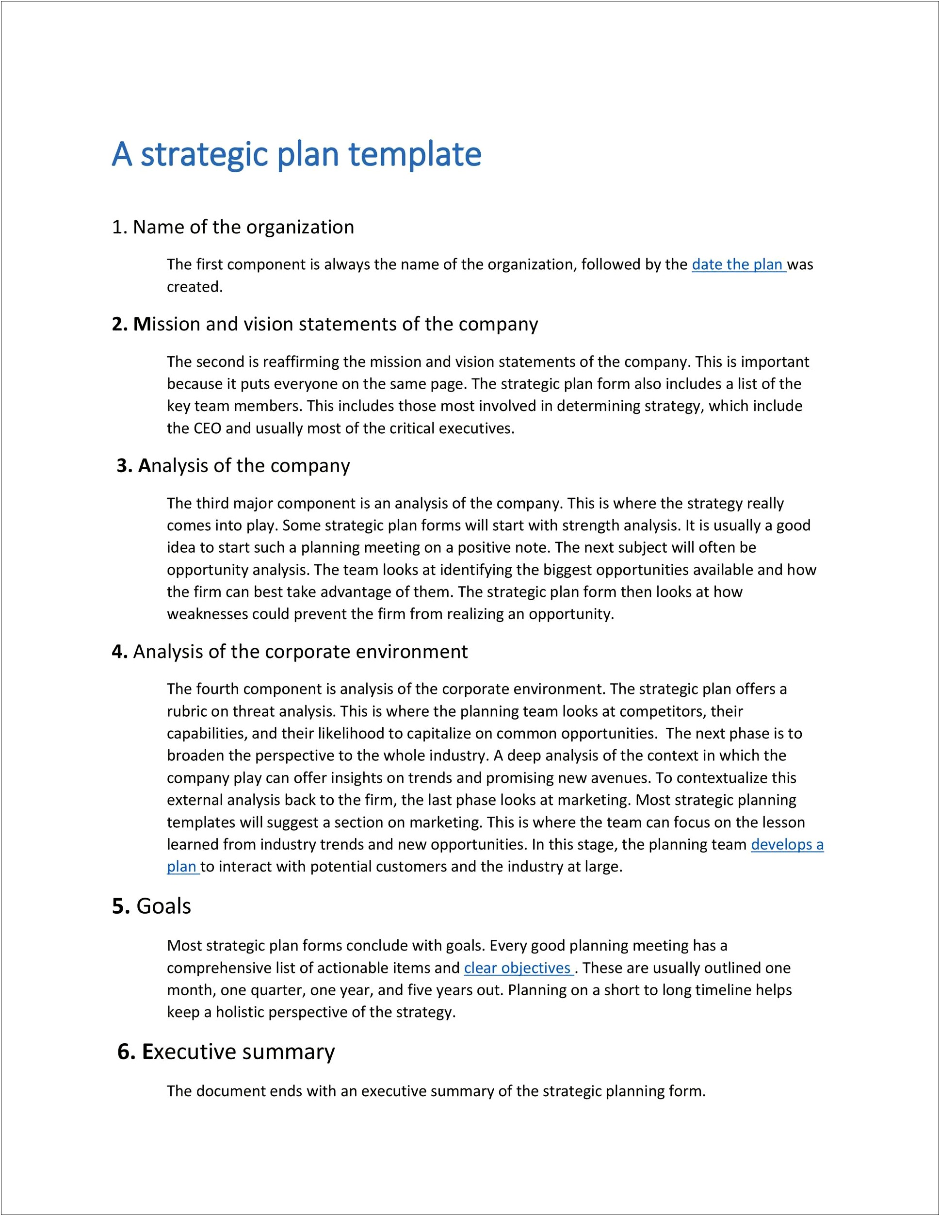 Free Strategic Planning Templates For Nonprofit Organizations