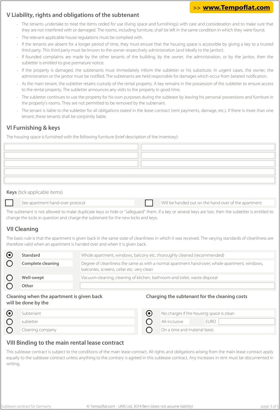 Free Sublease Agreement Template Word Uk