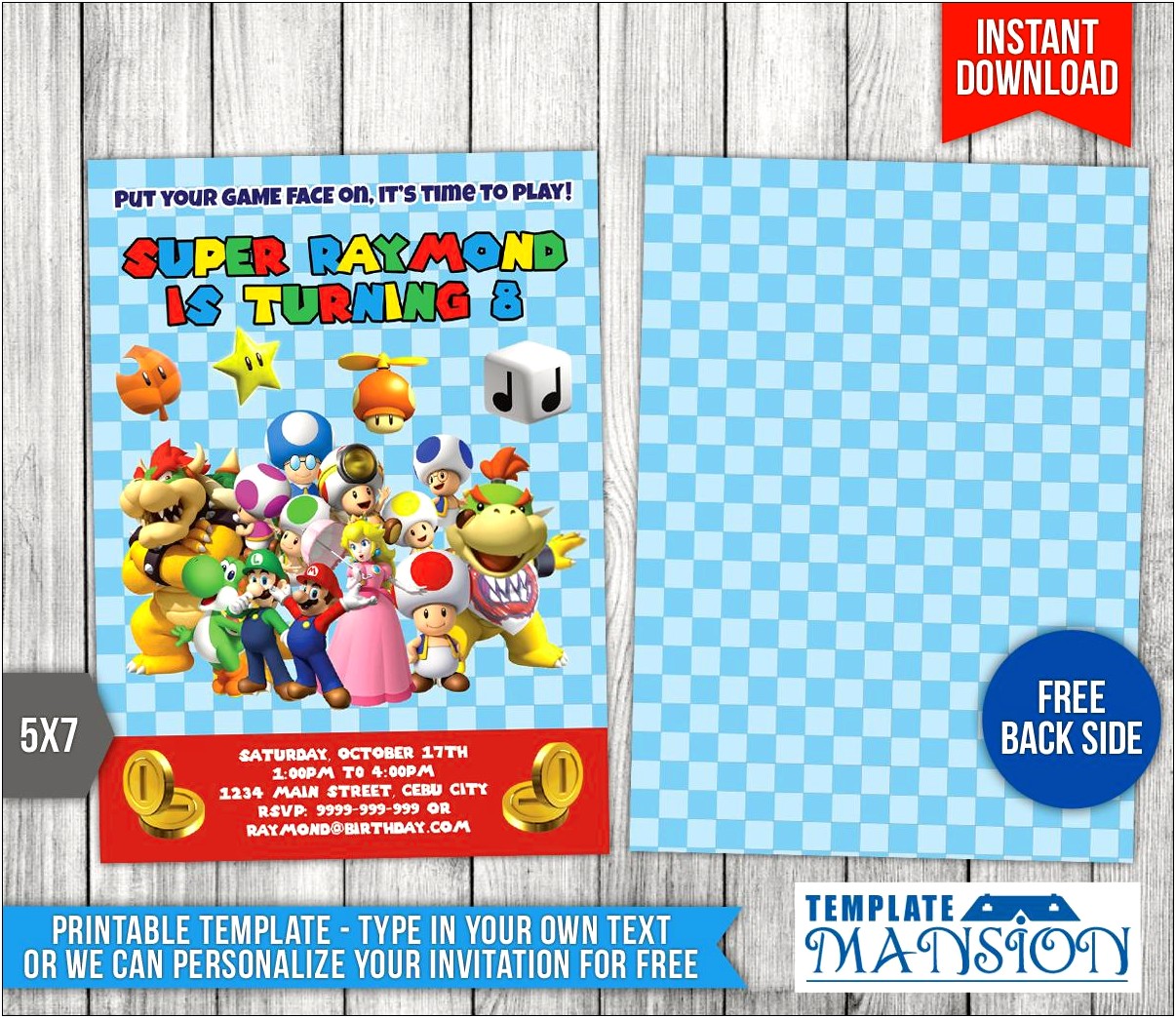 Free Super Mario Birthday Invitation Template