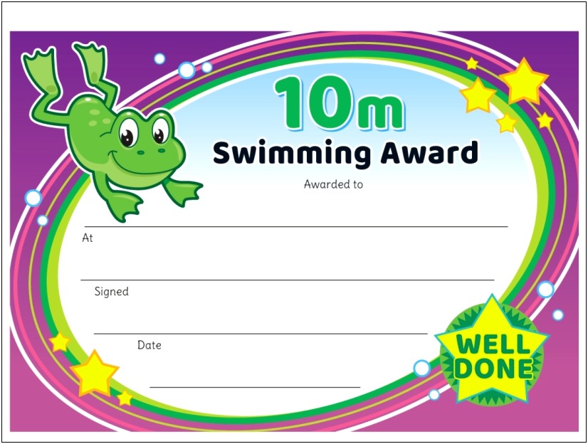 Free Swimming Certificate Templates For Word