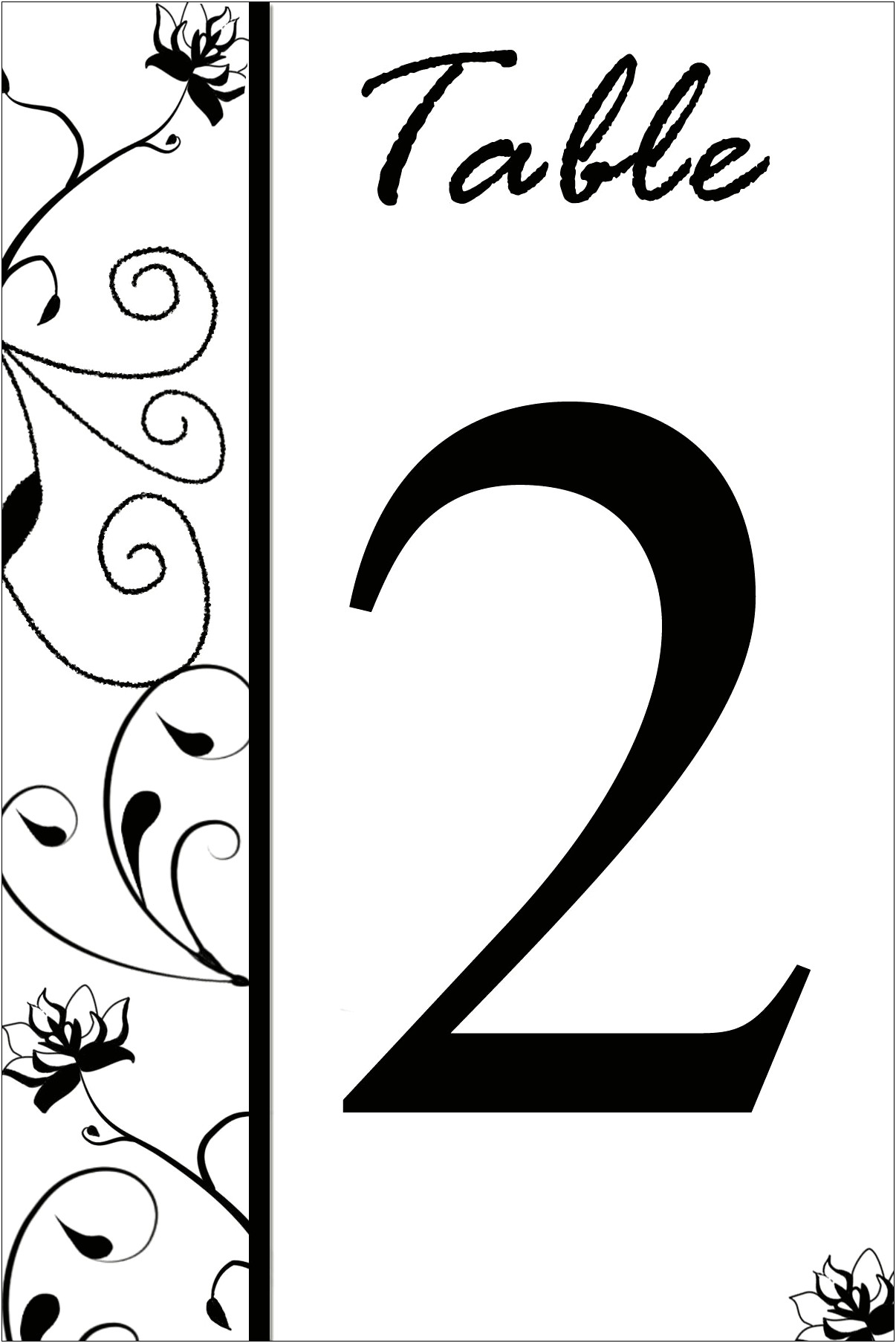 Free Table Number Templates Swirly Flowers