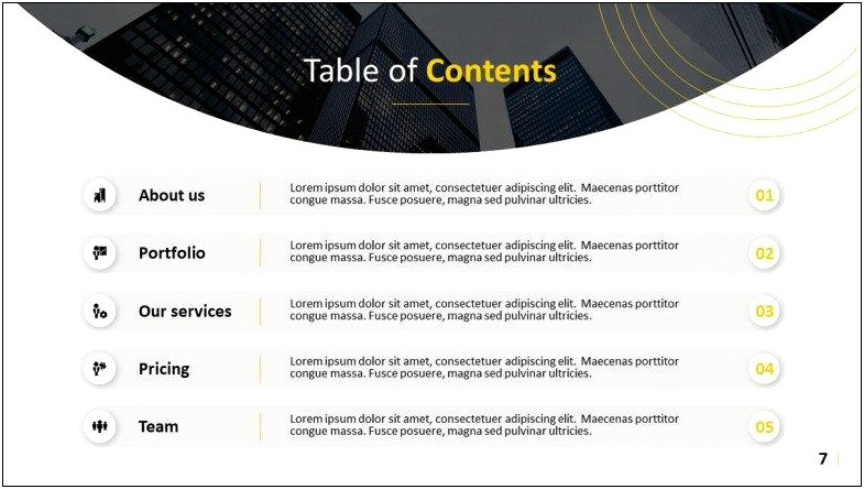 Free Table Of Contents Ppt Template Download