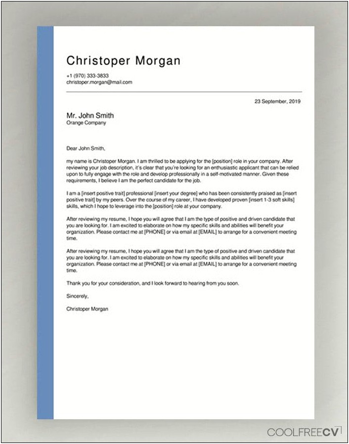 Free Template Cover Letter For Job Application