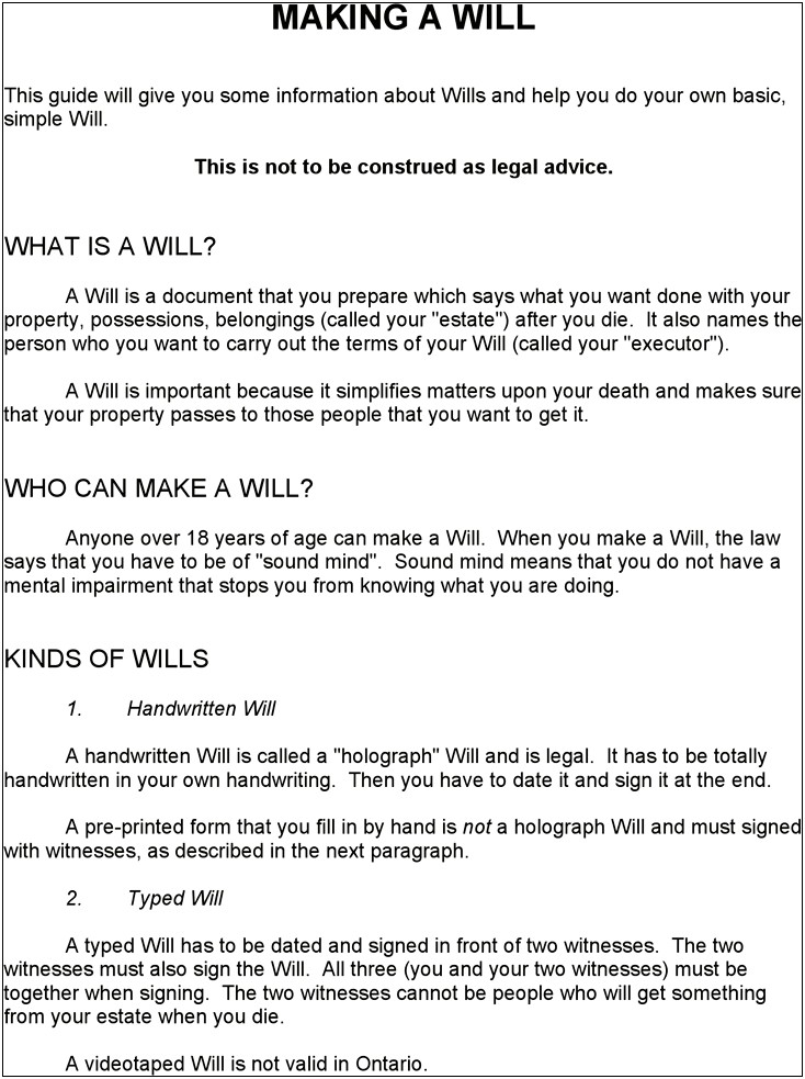 Free Template Download For Last Will And Testament