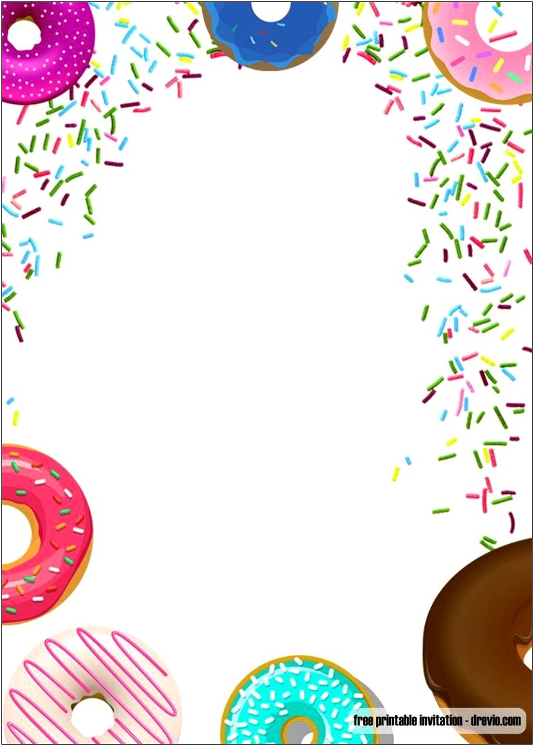 Free Template First Birthday Donut Party Invitation