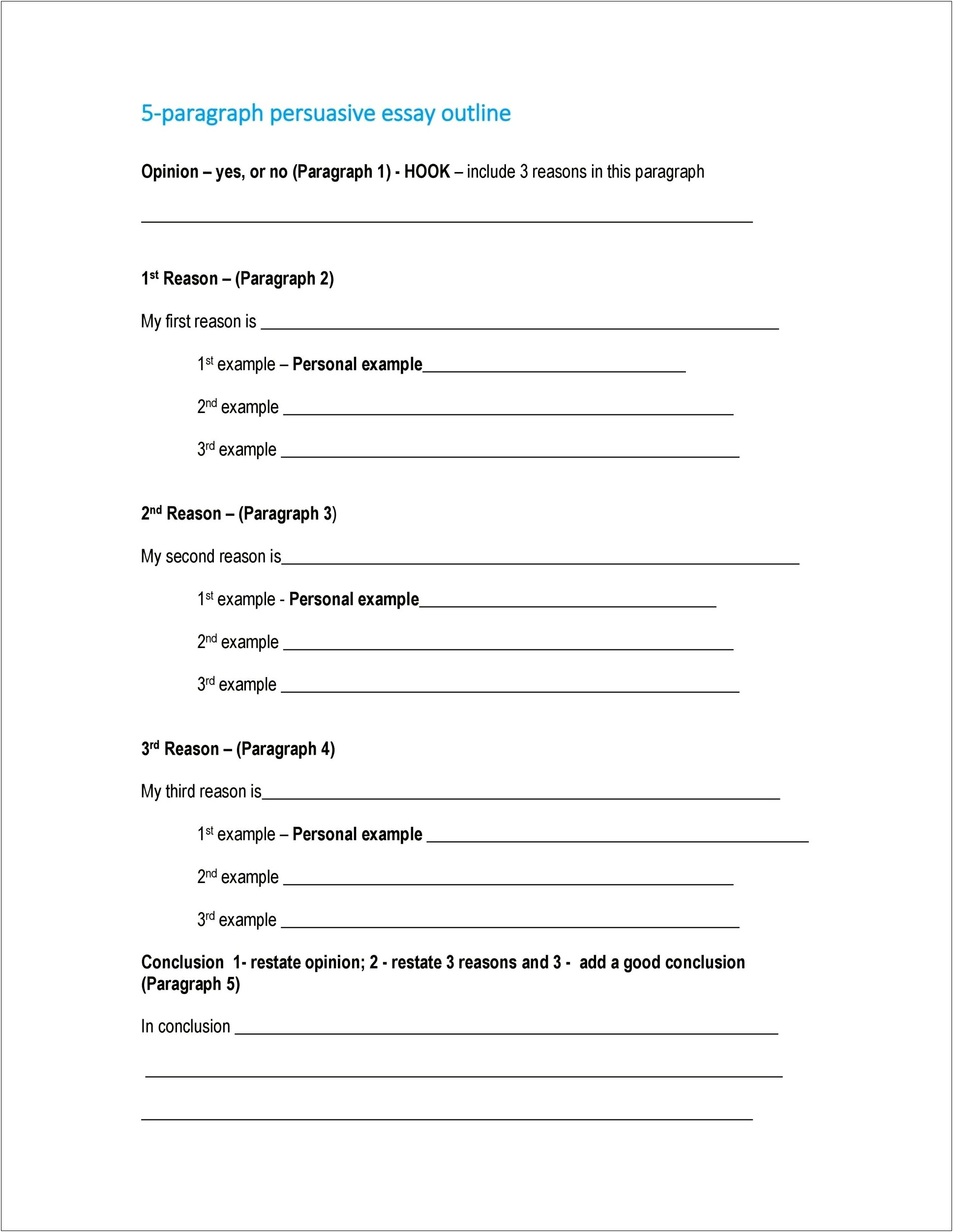 Free Template For A 5 Paragraph Essay