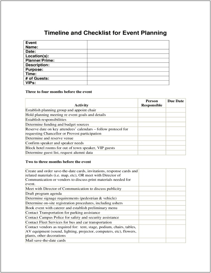 Free Template For An Event Planning Checklist
